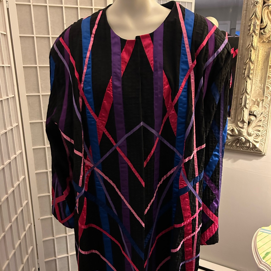 Swing Jacket With Ribbon Pattern. Sz L